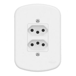 TOMADA PAD DUPLA 2P+T DISTANC. 10A C/PLACA SB
