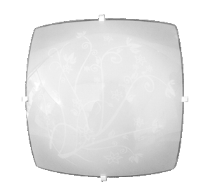 PLAFON C/ VIDRO - QUADRADO DECORADO BRANCO